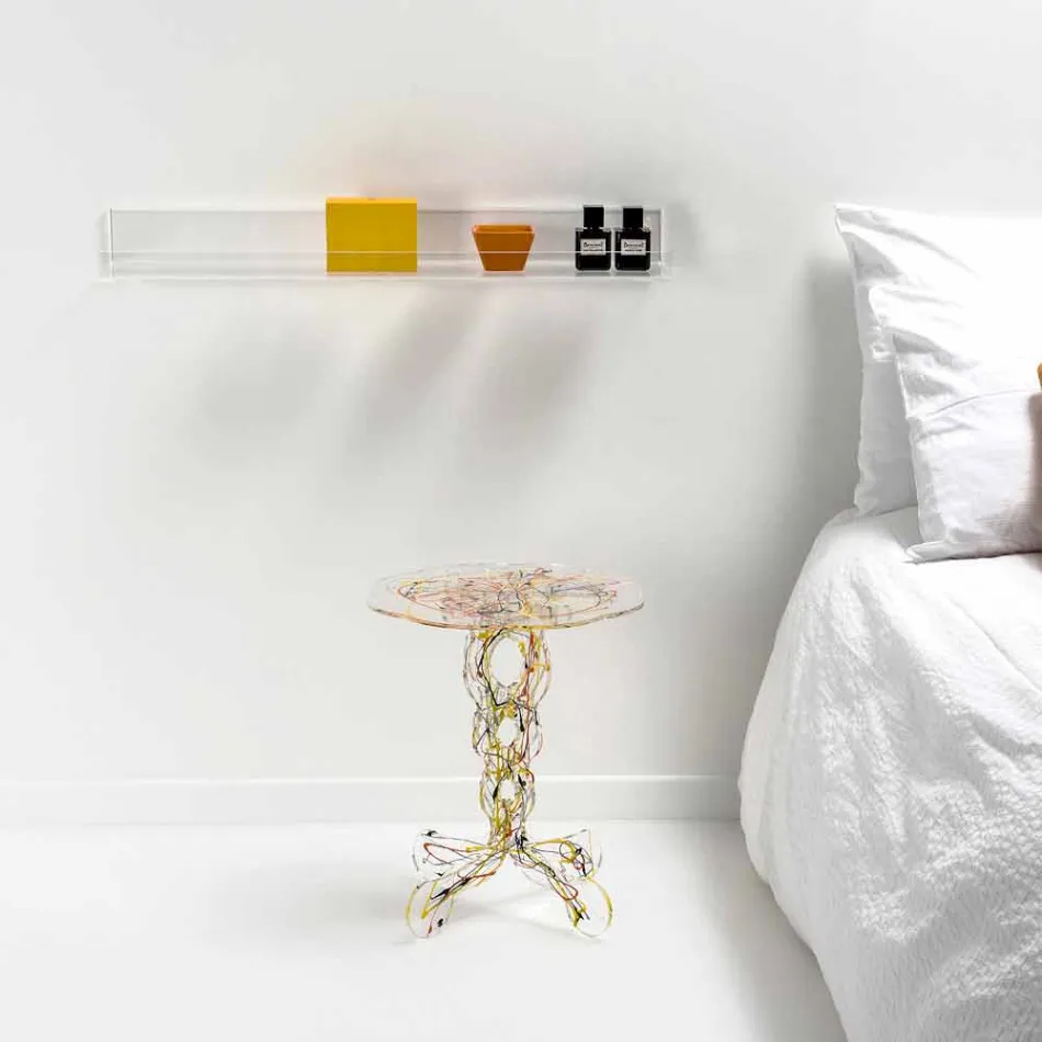 Tabela e rrumbullakët e kafesë me diametër 36 cm Janis dizajn shumëngjyrësh, bërë në Itali Viadurini