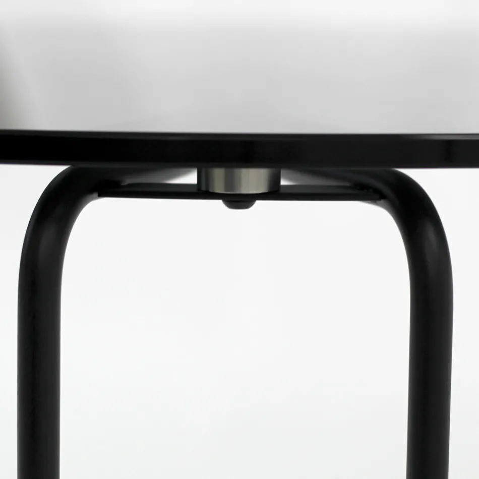 Tavolinë kafeje e rrumbullakët e qelqit me bazë 3 gjysmëhëna e prodhuar në Itali - Arepa Viadurini