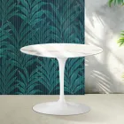 Tavolinë kafeje e rrumbullakët Saarinen Tulip me lartësi 41 cm në ngjyrë qeramike me shkëlqim Statuario Florim - Scarlet Viadurini
