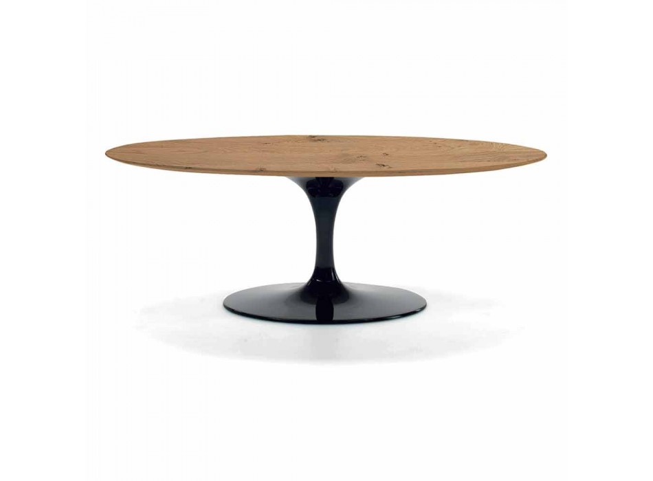 Tavolinë kafeje me majë ovale në dru të rimesuar Prodhuar në Itali - Dollarë Viadurini