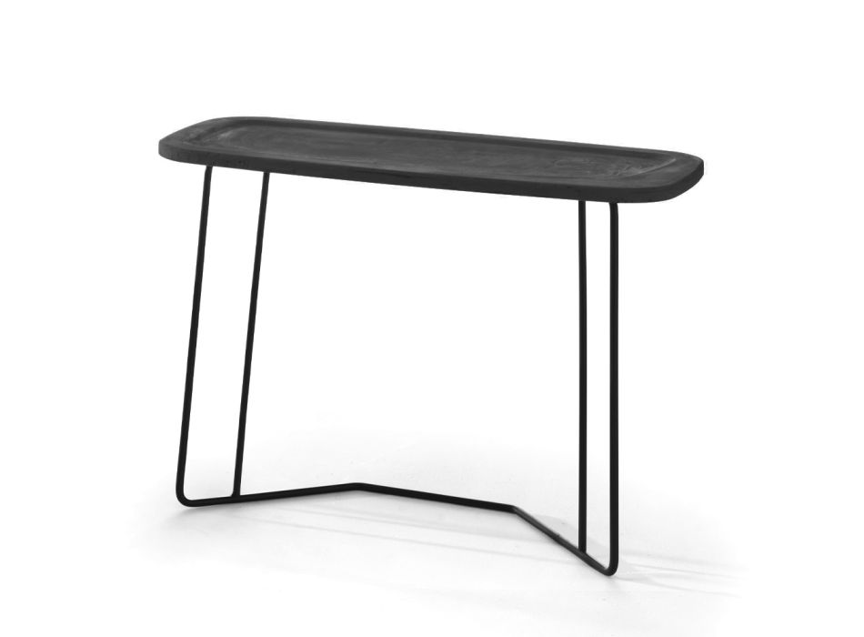 Tavolinë Kafeje me Strukturë Metal dhe Sipër Çimento Made in Italy - Evolve Viadurini