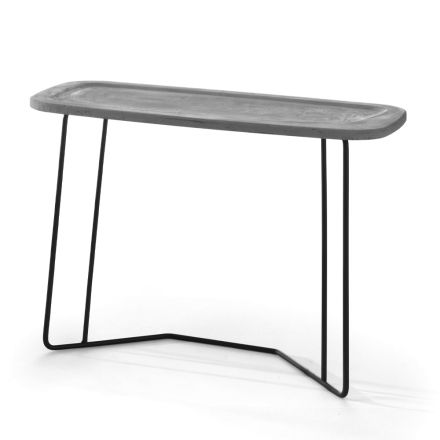 Tavolinë Kafeje me Strukturë Metal dhe Sipër Çimento Made in Italy - Evolve Viadurini
