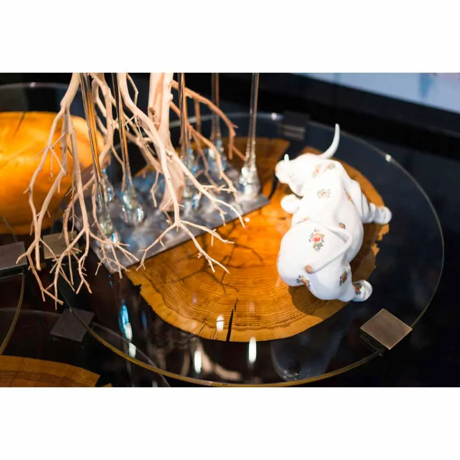 Tavolinë kafeje në dru dhe çelik me këmbë metalike prodhuar në Itali - Damask Viadurini