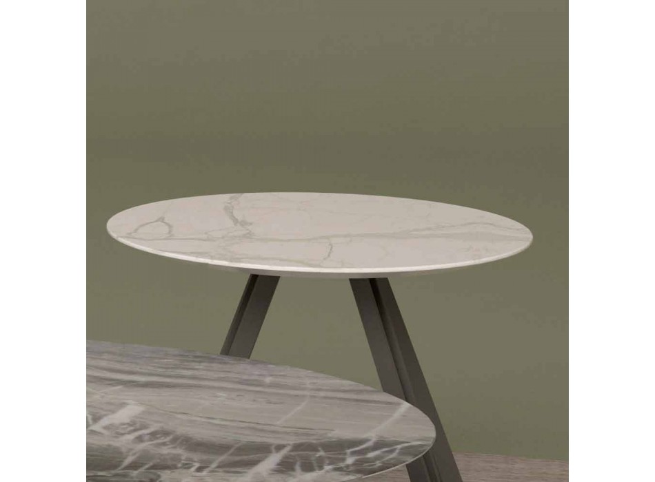 Tavolinë sallë pritjeje në Orobico ose mermer Calacatta dhe Metal Made në Itali - Sirena Viadurini