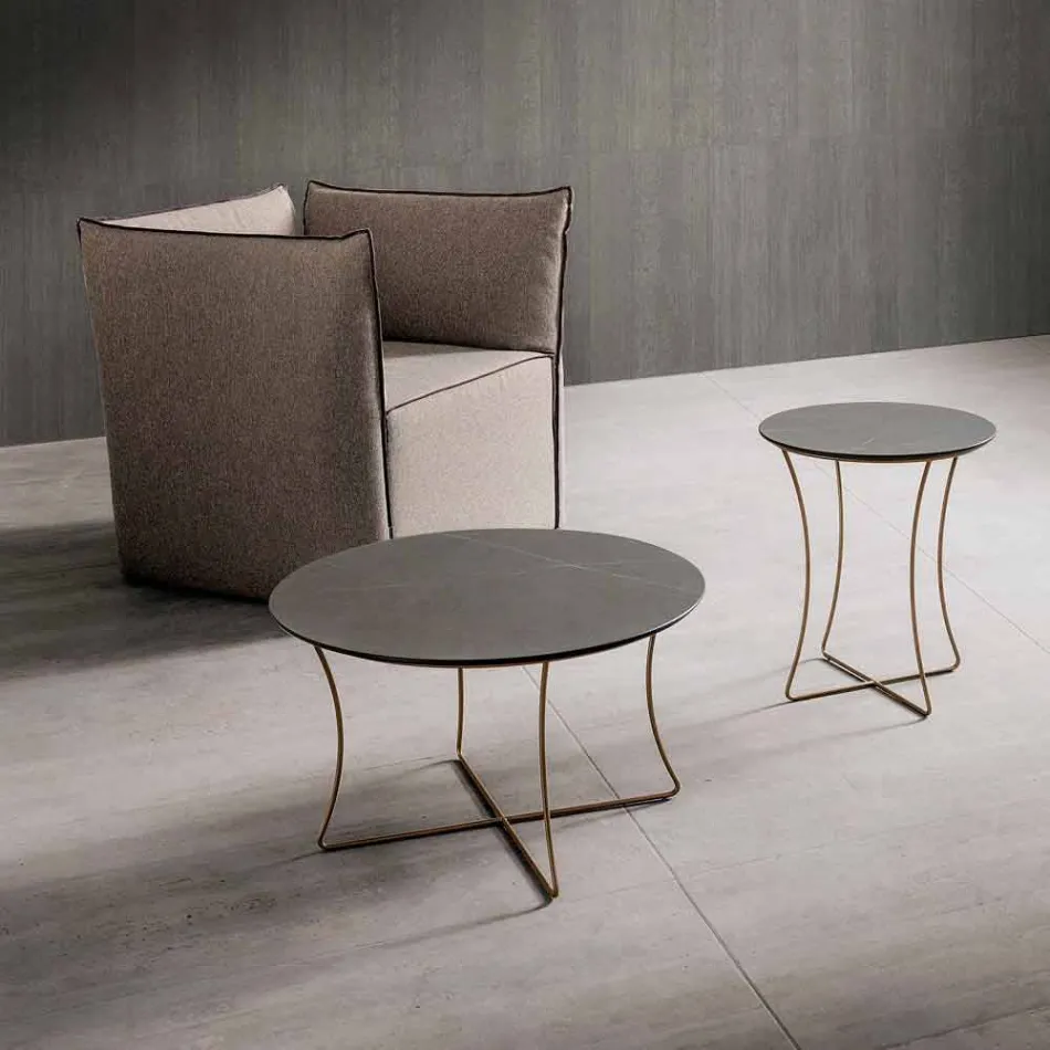 Tavolinë kafeje në metal të lyer me majë Hpl të prodhuar në Itali - Numbo Viadurini