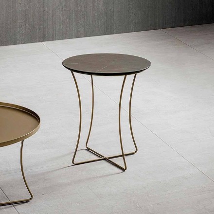 Tavolinë kafeje në metal të lyer me majë Hpl të prodhuar në Itali - Numbo Viadurini