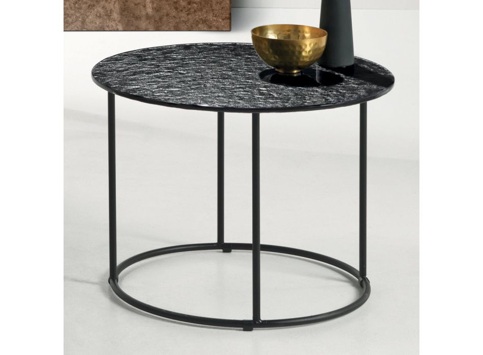 Tavolinë kafeje në qelq dhe metal me çekiç Prodhuar në Itali - Massimiliano Viadurini