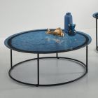 Tavolinë kafeje në qelq dhe metal me çekiç Prodhuar në Itali - Massimiliano Viadurini