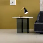 Tavolinë kafeje anësore divani në gotë të tymosur dhe majë të rrumbullakët qeramike - e rastësishme Viadurini