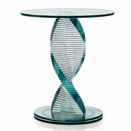 Tavolina e kafesë e dhomës së ndenjes në gotë spirale transparente dhe bazë rrotulluese - Spirulo Viadurini