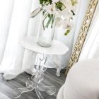Tavolinë kafeje e rrumbullakët e bardhë, me diametër 36cm, dizajn modern Janis, prodhuar në Itali Viadurini