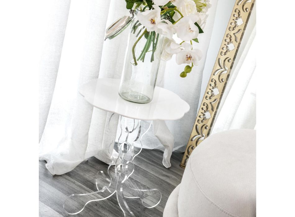 Tavolinë kafeje e rrumbullakët e bardhë, me diametër 36cm, dizajn modern Janis, prodhuar në Itali Viadurini