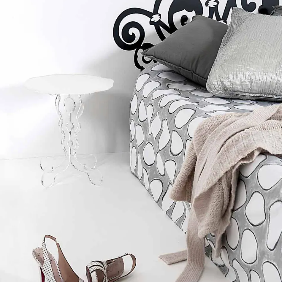 Tabela e rrumbullakët e kafes së bardhë me diametër 36 cm, Janis, i bërë në Itali Viadurini