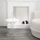 Tavolinë kafeje e rrumbullakët e bardhë, me diametër 50cm, dizajn modern Janis, prodhim Italie Viadurini