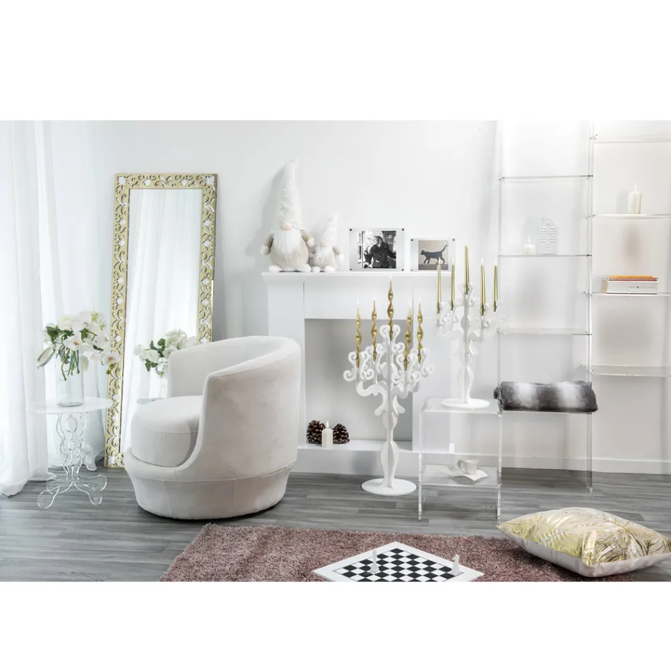 Tavolinë kafeje e rrumbullakët e bardhë, me diametër 50cm, dizajn modern Janis, prodhim Italie Viadurini