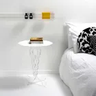 Tabela e rrumbullakët e kafesë së bardhë me diametër 50 cm Janis, i bërë në Itali Viadurini