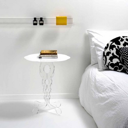 Tabela e rrumbullakët e kafesë së bardhë me diametër 50 cm Janis, i bërë në Itali Viadurini