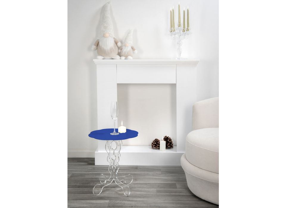 Tavolinë kafeje e rrumbullakët blu, me diametër 36 cm, dizajn modern Janis, prodhuar në Itali Viadurini