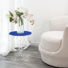 Tavolinë kafeje e rrumbullakët blu me diametër 50 cm dizajn modern Janis, prodhim Itali Viadurini