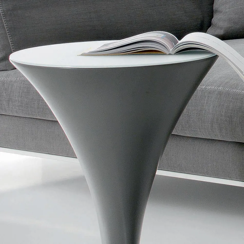 Tavolinë kafeje të rrumbullakët në formë varke në metal dhe xham të gdhendur - Konvikt Viadurini