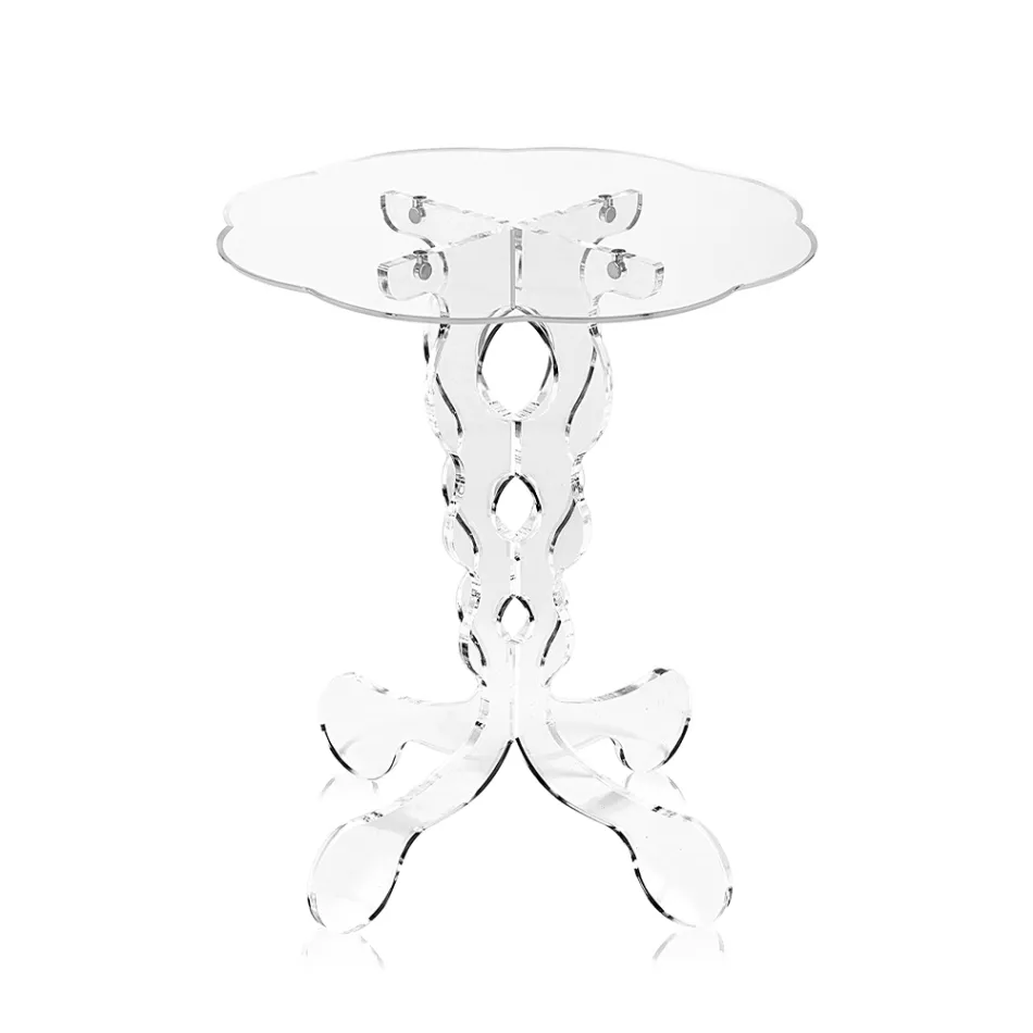 Tavolinë kafeje e rrumbullakët në pleksiglas transparent 2 Dimensione - Fosfor Viadurini