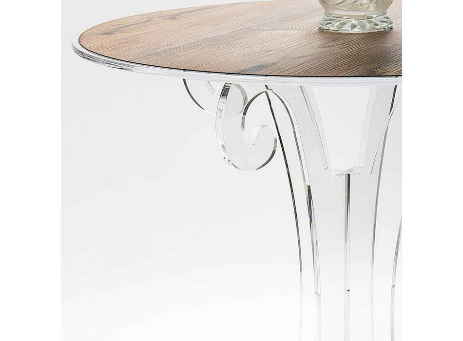 Tavolinë kafeje të rrumbullakët në Plexiglas transparente dhe të bardhë ose me dru - Stilio Viadurini