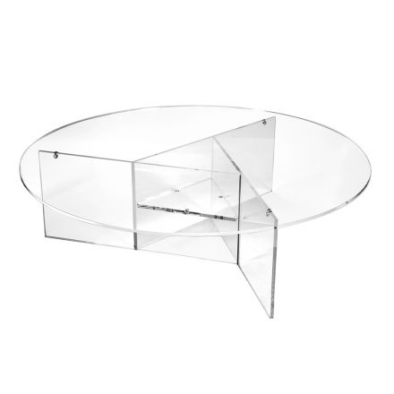 Tavolinë kafeje e rrumbullakët për dhomën e ndenjes në pleksiglas transparent - Dazeglio Viadurini