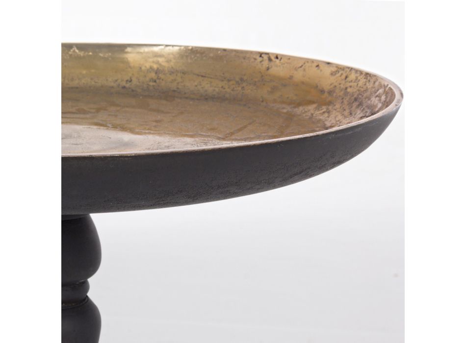 Tryezë e rrumbullakët me alumin të kromuar dhe antik, Homemotion - Smemo Viadurini