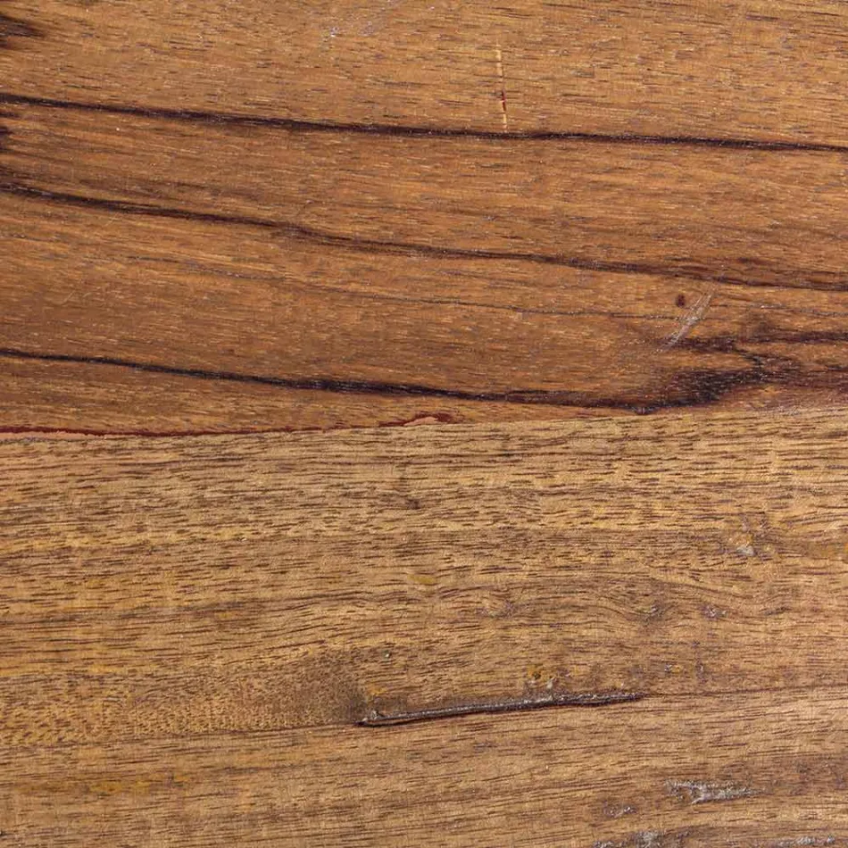 Tavolinë e rrumbullakët e kafesë në dru të ricikluar dhe çelik të bardhë ose gri - Genoveffa Viadurini