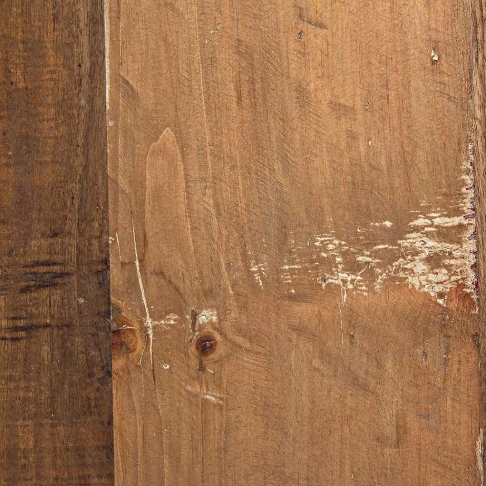 Tavolinë e rrumbullakët e kafesë në dru të ricikluar dhe çelik të bardhë ose gri - Genoveffa Viadurini