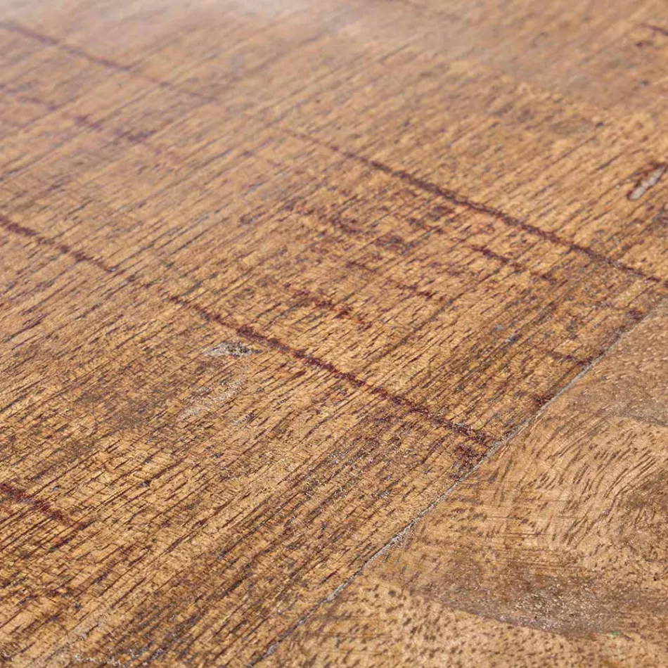 Tavolinë e rrumbullakët e kafesë në dru të ricikluar dhe çelik të bardhë ose gri - Genoveffa Viadurini