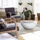 Tavolinë e rrumbullakët e kafesë në dru të ricikluar dhe çelik të bardhë ose gri - Genoveffa Viadurini