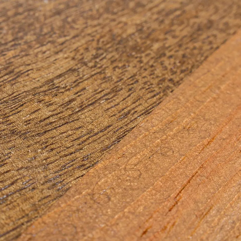 Tavolinë e rrumbullakët e kafesë në dru të ricikluar dhe çelik të bardhë ose gri - Genoveffa Viadurini