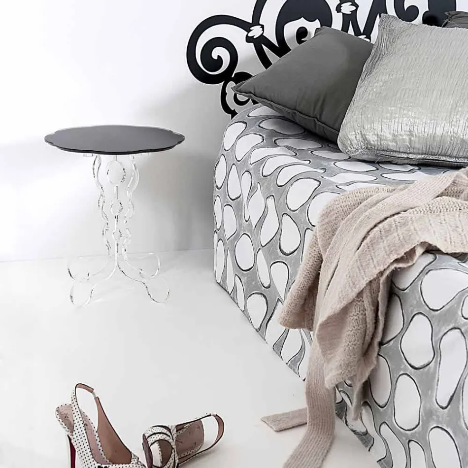 Tavolinë e rrumbullakët e kafesë së zezë 36 cm Janis moderne, e bërë në Itali Viadurini