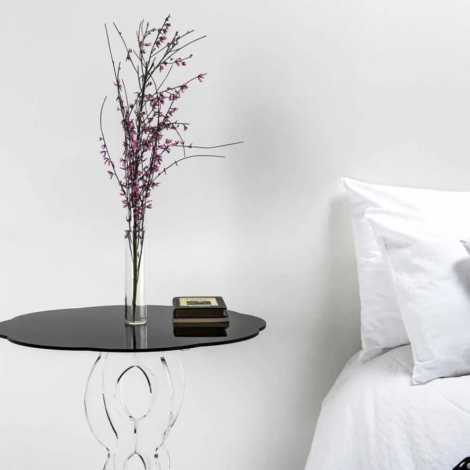 Tavolinë e rrumbullakët e kafesë së zezë me diametër 50 cm Janis modern, i bërë në Itali Viadurini