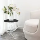 Tavolinë kafeje e zezë e rrumbullakët me diametër 50 cm dizajn modern Janis, prodhuar në Itali Viadurini