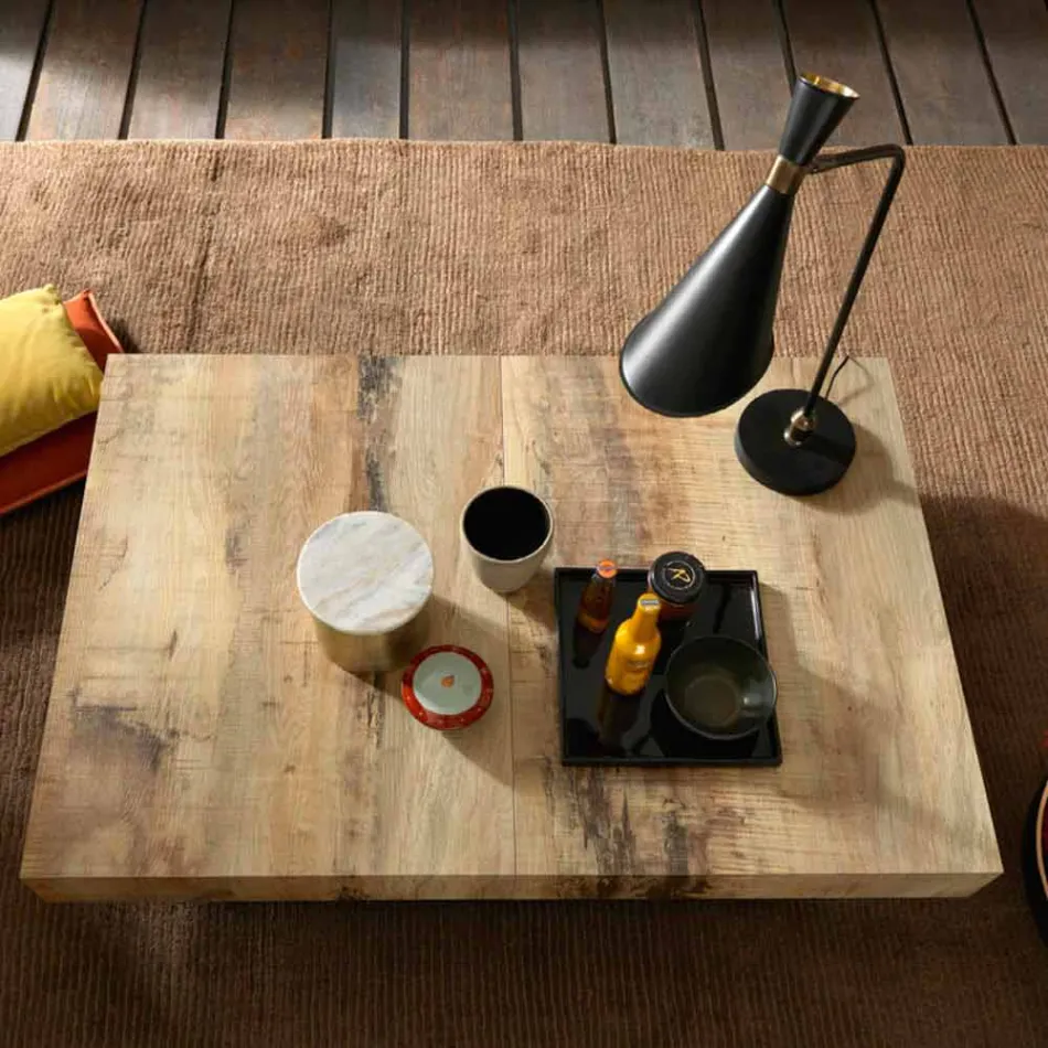 Tavolinë kafeje me Dizajn të Transformueshëm në Dru dhe Metal të Zi prodhuar në Itali - Niverio Viadurini