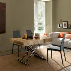 Tavolinë kafeje me Dizajn të Transformueshëm në Dru dhe Metal të Zi prodhuar në Itali - Niverio Viadurini