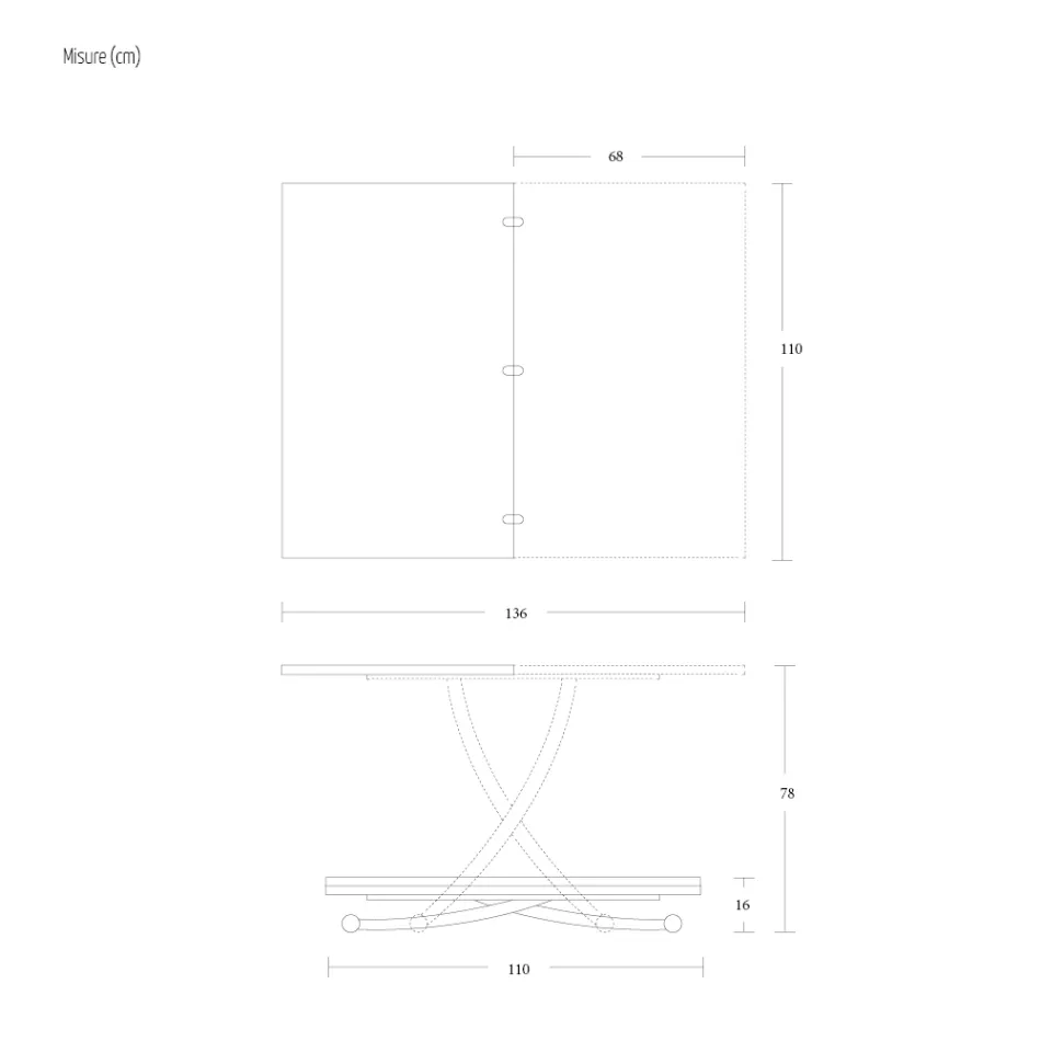 Tavolinë kafeje e transformueshme në dizajn metalik dhe qeramik Prodhuar në Itali - Saturn Viadurini