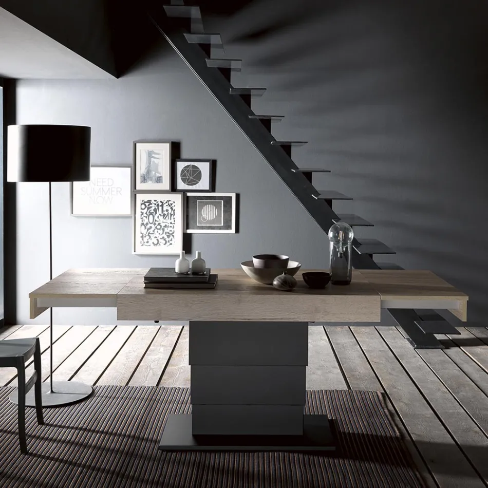 Tavolinë kafeje e transformueshme në Tavolinë ngrënieje prej druri Prodhuar në Itali - Polar Viadurini