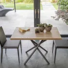 Tavolina e kafesë e konvertueshme në një tavolinë ngrënieje me dru të lartë dhe bazë metalike - pjeshkë Viadurini