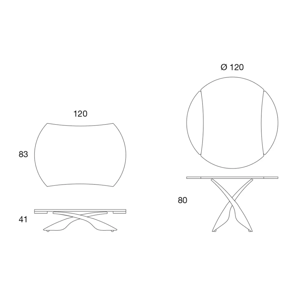 Tavolinë kafeje e transformueshme në Tavolinë ndenjeje prej metali dhe xhami - Giordano Viadurini