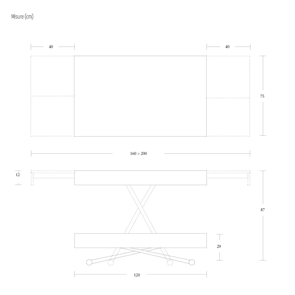 Tavolinë Kafeje e Transformueshme në Tavolinë Metal dhe Drur Prodhuar në Itali - Polaris Viadurini