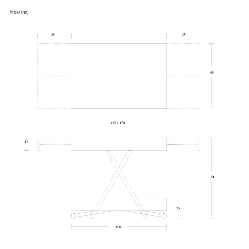Tavolinë kafeje moderne e transformueshme në metal dhe dru, Prodhuar në Itali - Univers Viadurini