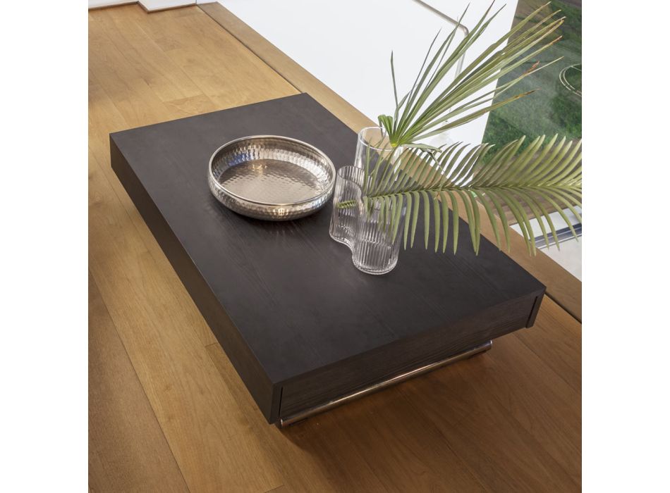 Tavolinë kafeje moderne e transformueshme në metal dhe dru, Prodhuar në Itali - Univers Viadurini