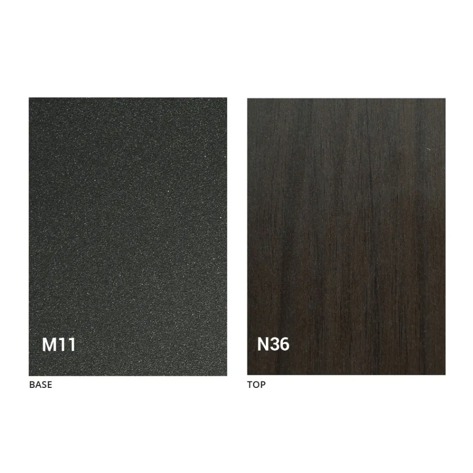 Tabela Kafeje Moderne e Transformueshme në Metal Graphite dhe Top Druri - Sistocle Viadurini