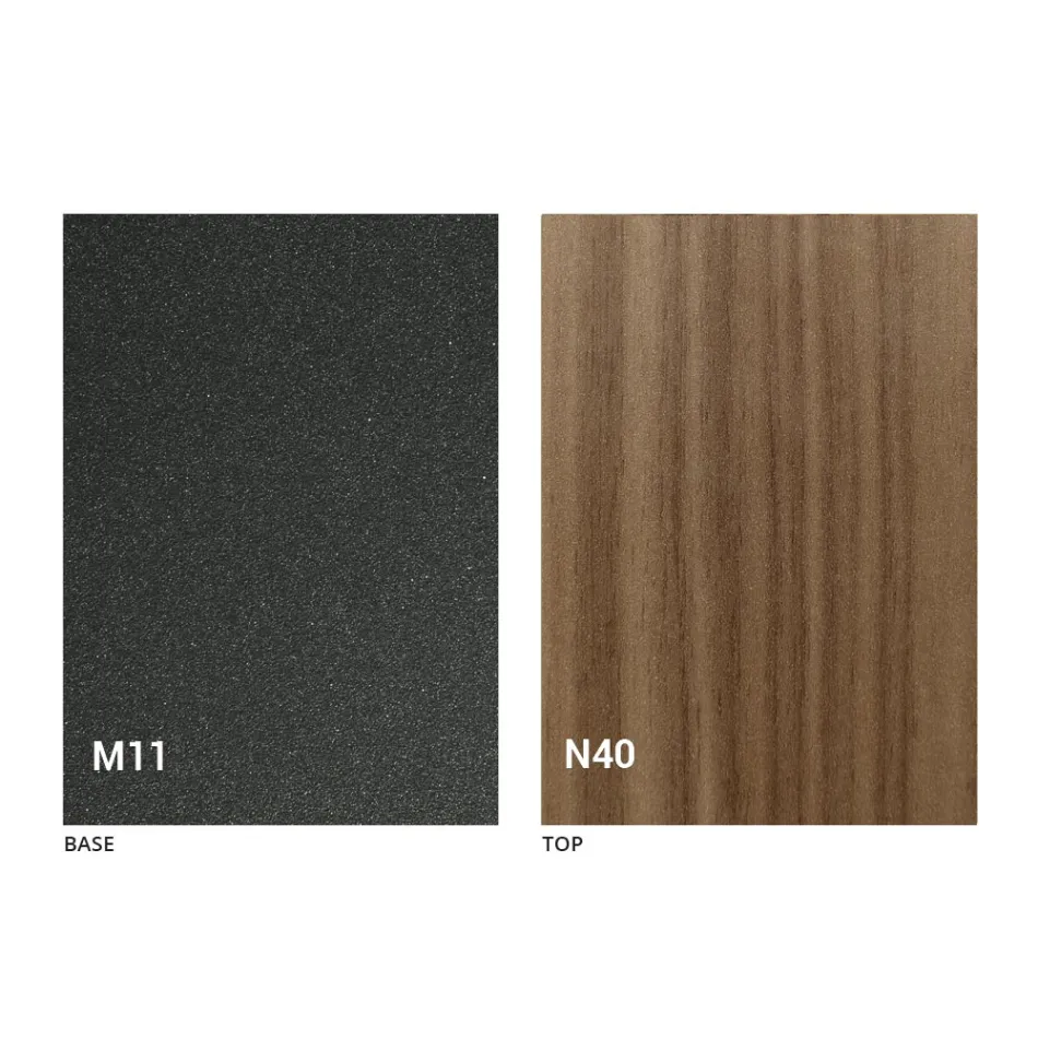 Tabela Kafeje Moderne e Transformueshme në Metal Graphite dhe Top Druri - Sistocle Viadurini