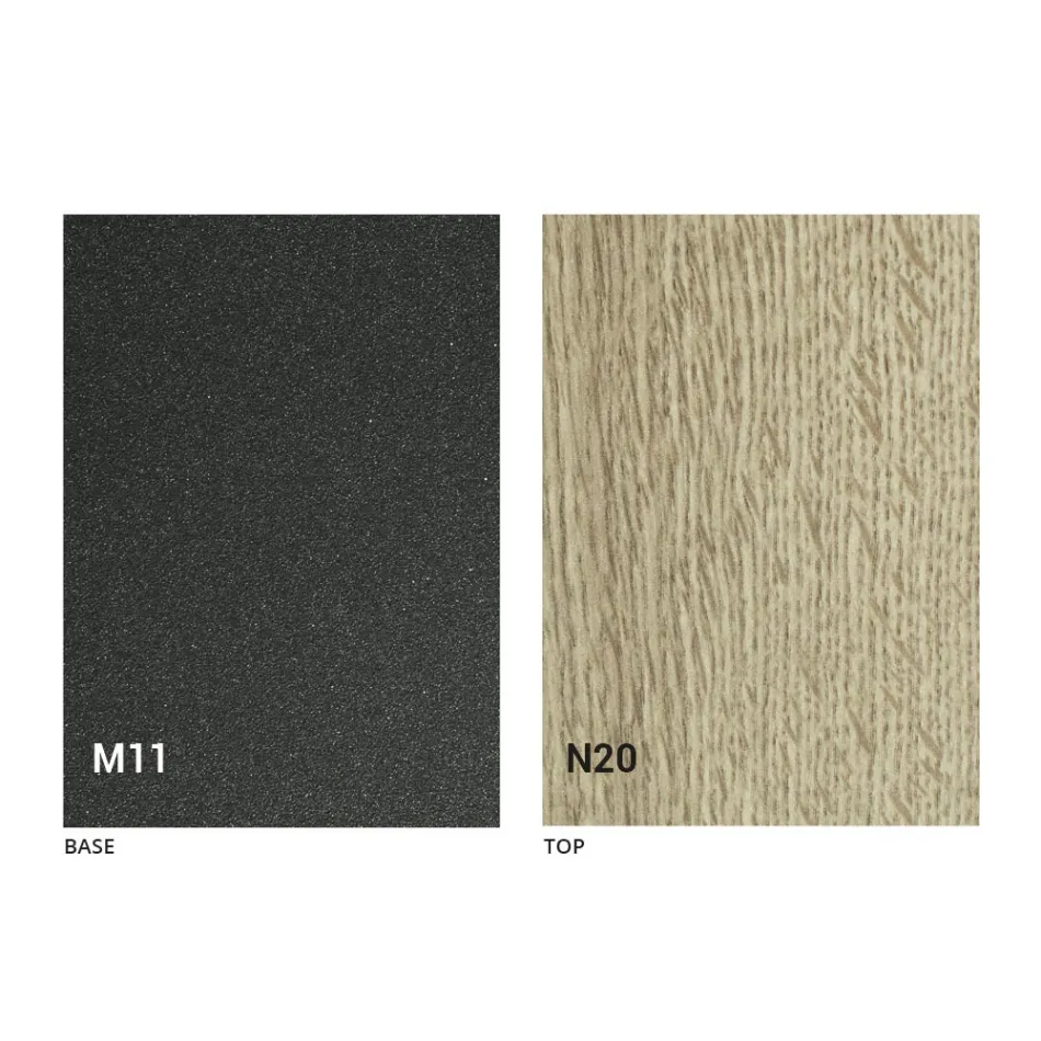 Tabela Kafeje Moderne e Transformueshme në Metal Graphite dhe Top Druri - Sistocle Viadurini