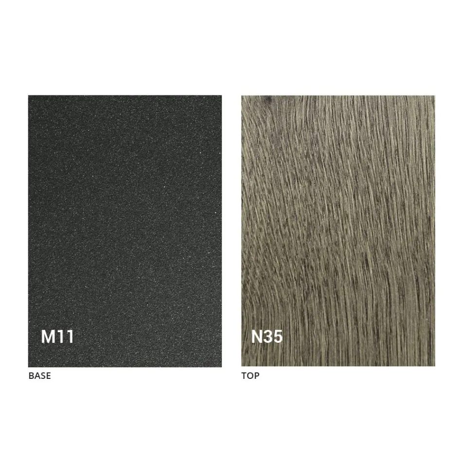 Tabela Kafeje Moderne e Transformueshme në Metal Graphite dhe Top Druri - Sistocle Viadurini