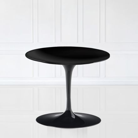 Tavolinë kafeje Eero Saarinen Tulip H 39 me laminat të zi të lëngshëm Made in Italy - Scarlet Viadurini